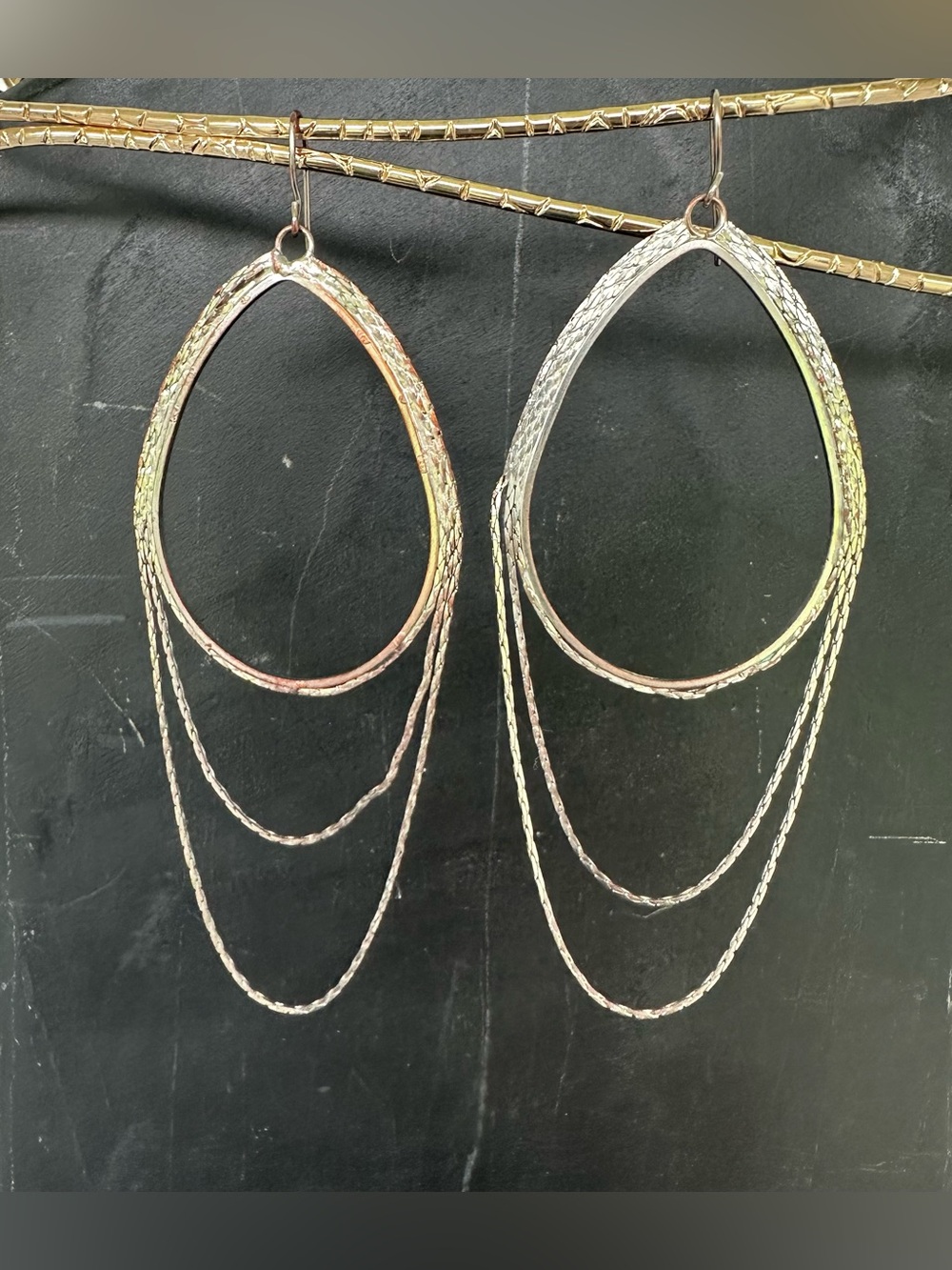 Bohemian Teardrop Silver-Tone Multi Hoop Dangle Earrings